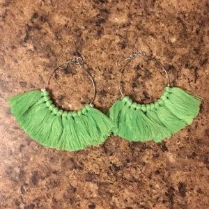Neon Green Tassel Earrings
